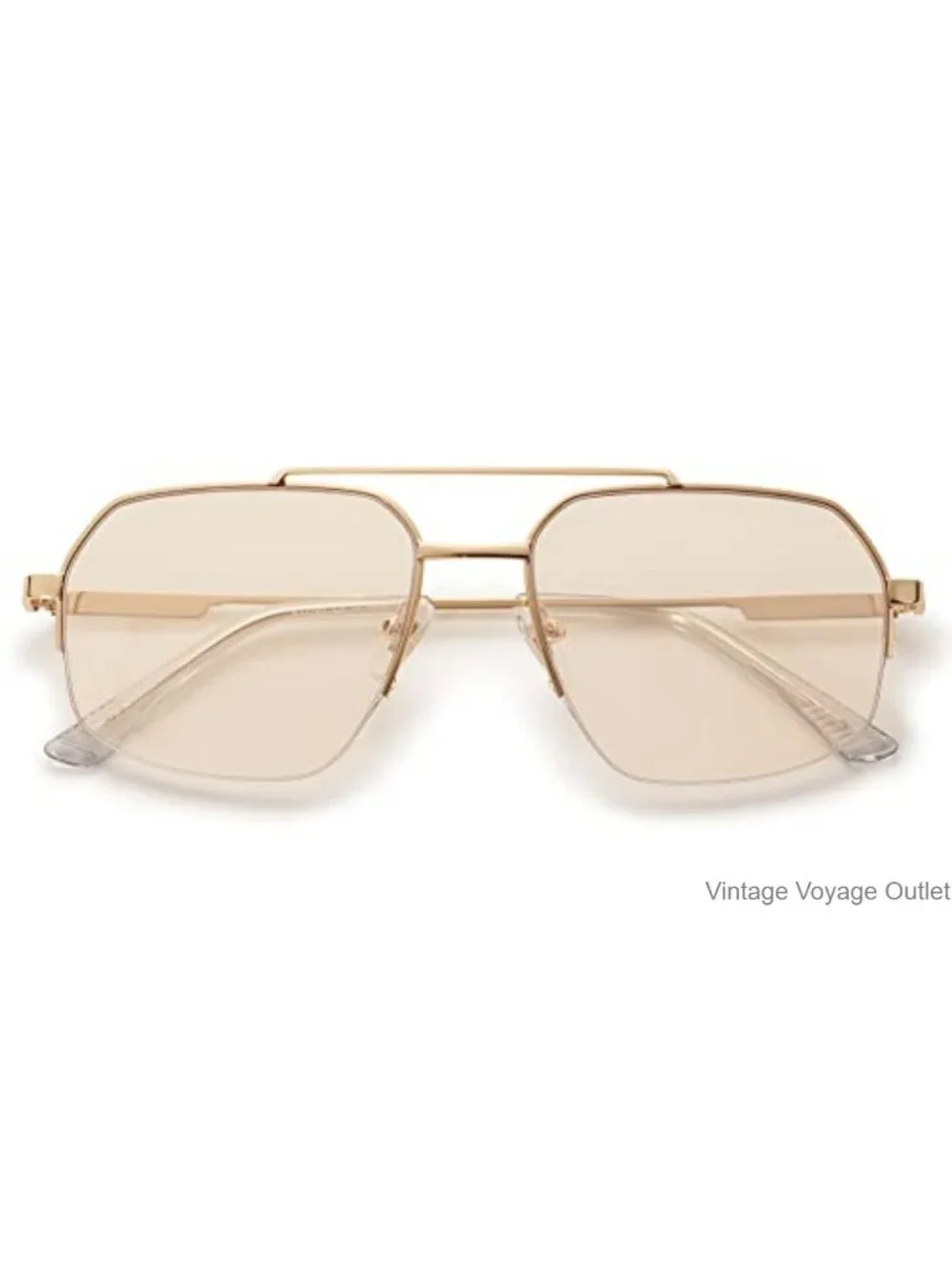 Semi-Rimless Aviator Sunglasses for Women Metal Frame UV400 PC Lenses